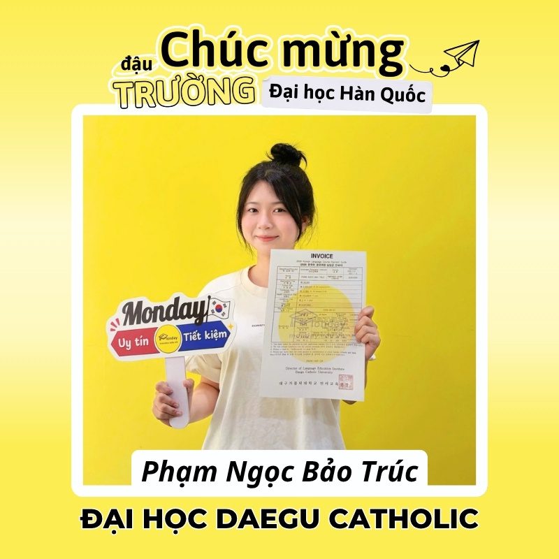 Học viên Monday đậu trường Đại học Daegu Catholic