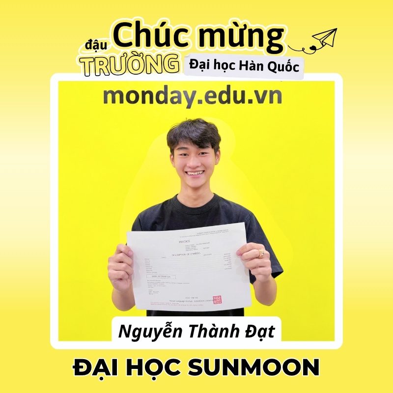 Học viên Monday đậu trường Đại học Sunmoon