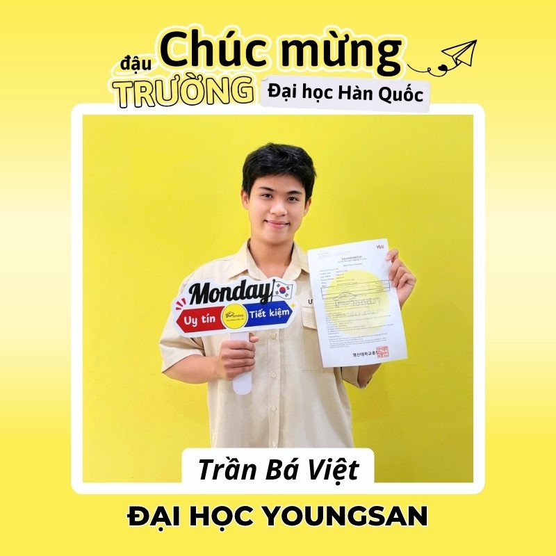 Học viên Monday đậu trường Đại học Youngsan