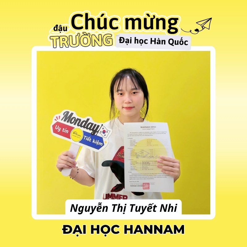 Học viên Monday đậu trường Đại học Hannam
