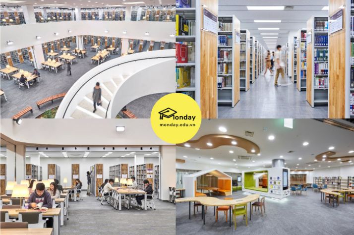 Thư viện siêu lung linh, rộng rãi của trường Đại học Kwangwoon