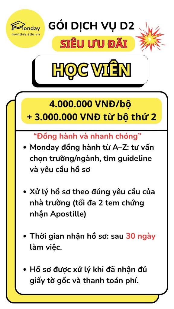 Gói dịch vụ D2 của học viên Monday
