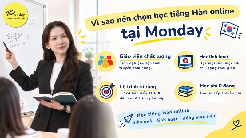 Vì sao nên học lớp tiếng Hàn 0 đồng tại Monday